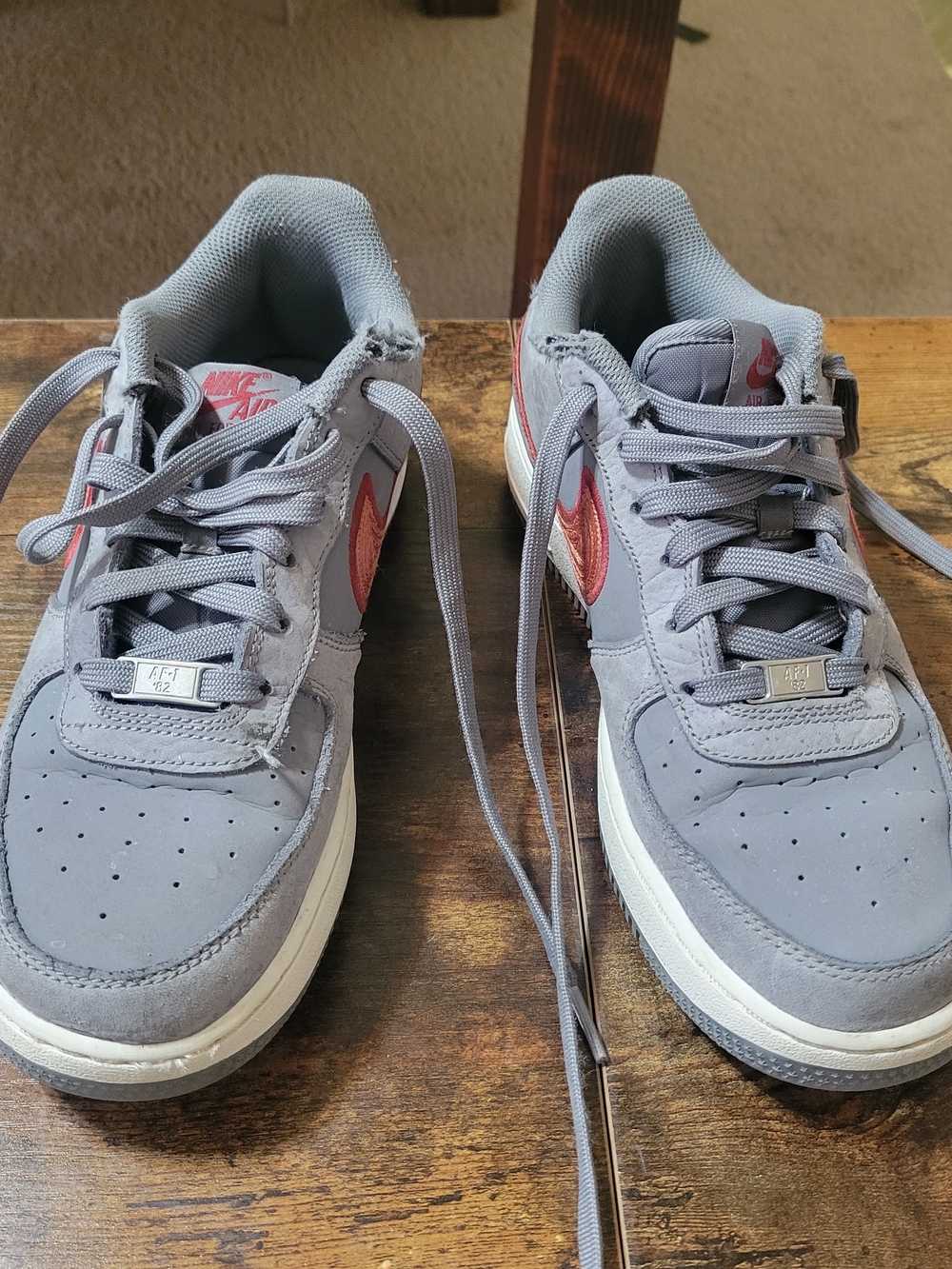 Nike Air Force 1 Low — Grey with Pink Swoosh